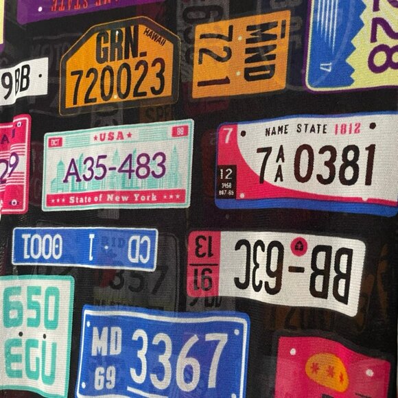 DAY G Retro Y2K License Plate Print Sheer Zipper Bodysuit Leotard - Rare Pop Art - Picture 7 of 13